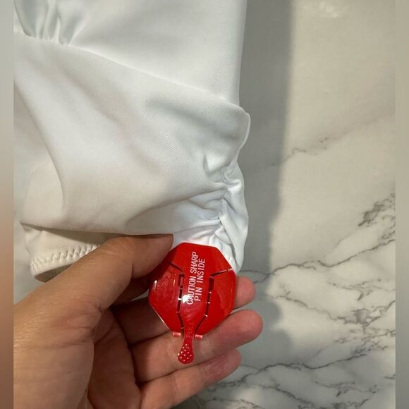 NEW Ramy Brook Annka Plunging One Piece Swimsuit White Halter One-Piece Size L - Picture 3 of 10